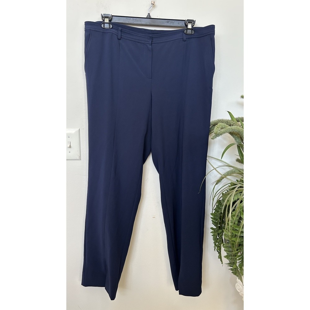 ST. JOHN Blue Women's Straight Leg Ankle Pants Career Business Sz 16